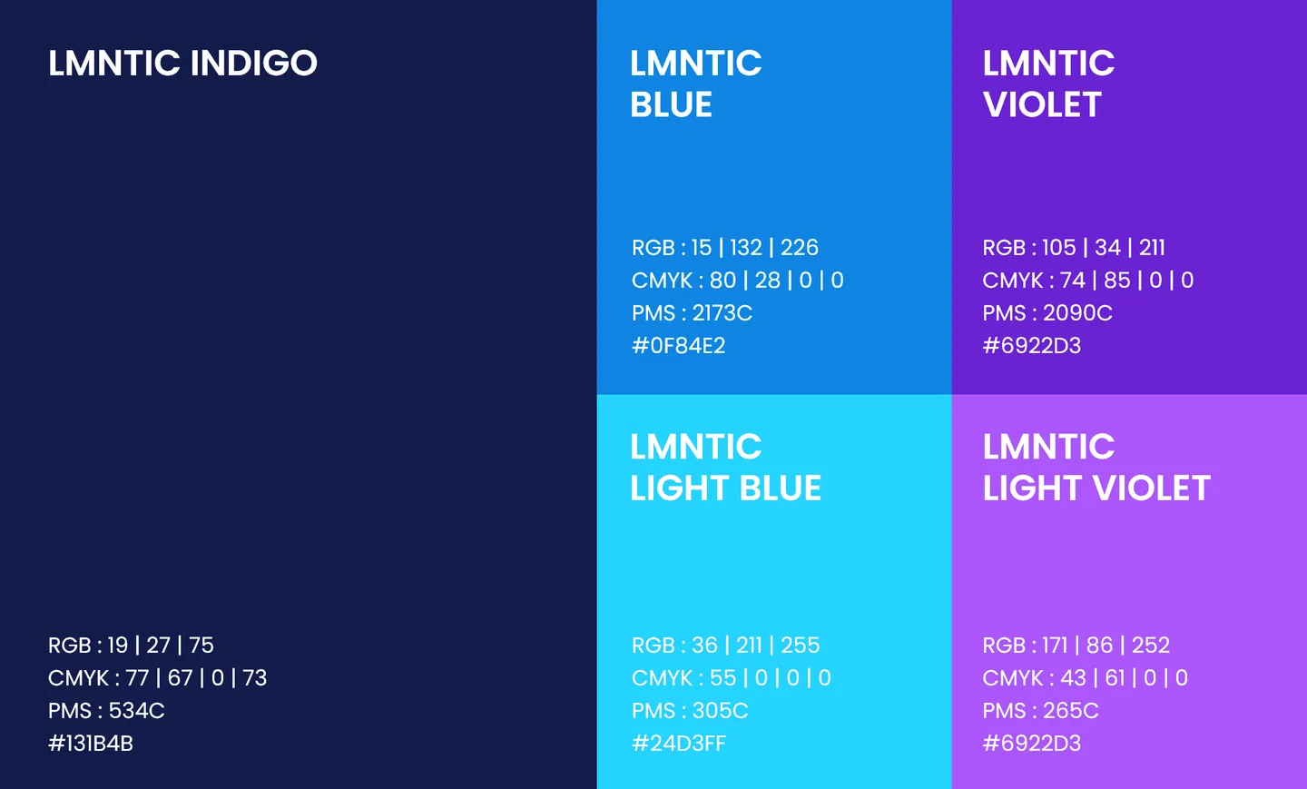 The LMNTIC brand colour palette